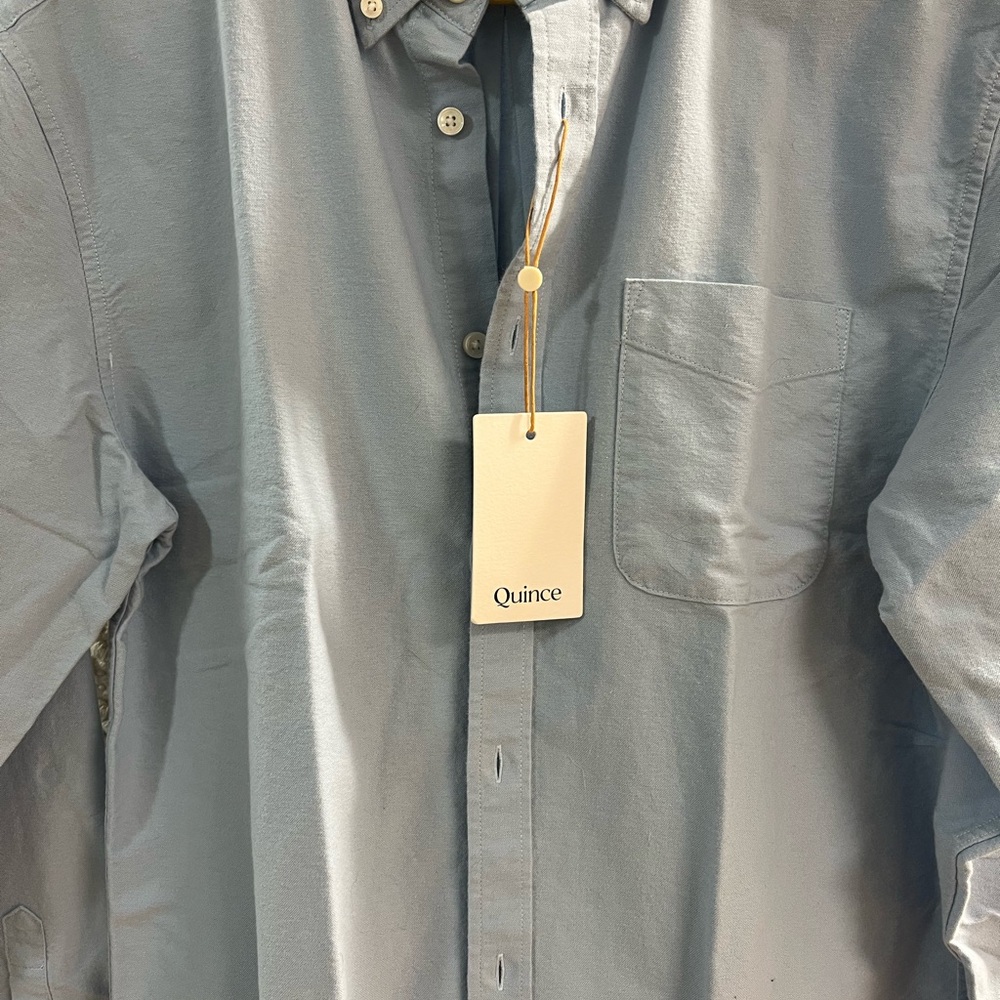NWT Quince Men's Blue Button Down long sleeve Shirt Size Small